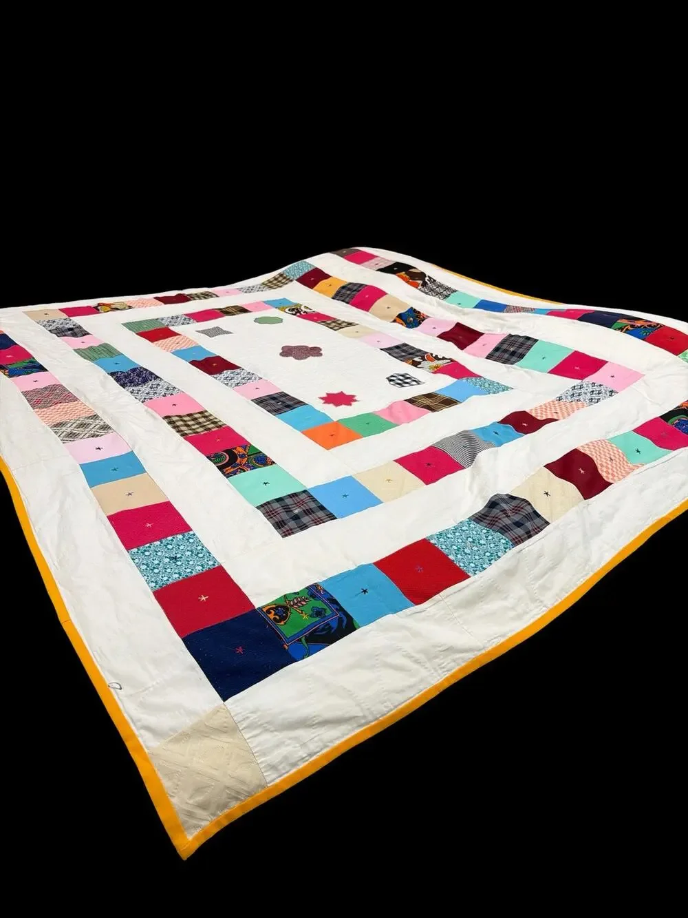 Vintage Handmade Folk Art Patchwork Quilt Hand Quilted Memory Quilt 68x84